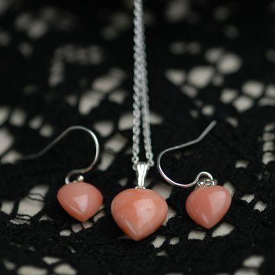 プリティハートコーラルネックレス＆ピアスセット２/パワーストーン姫珊瑚 |  | 02