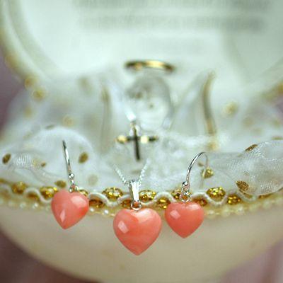 プリティハートコーラルネックレス＆ピアスセット２/パワーストーン姫珊瑚 |  | 03