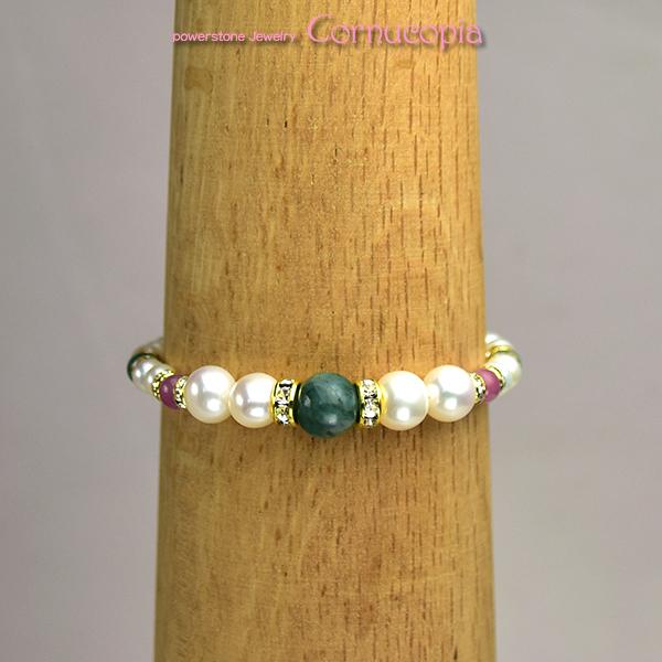 エメラルド＆ルビー＆パール（真珠）ブレスレット　レディース　送料無料　パワーストーン天然石　恋愛運アップ　 |  | 04