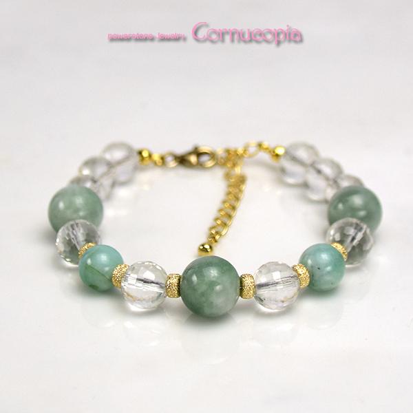 翡翠＆エメラルド＆水晶 レディースブレスレット　送料無料　翡翠　エメラルド　世界４大宝石　パワーストーン　天然石 ５月誕生石 | 