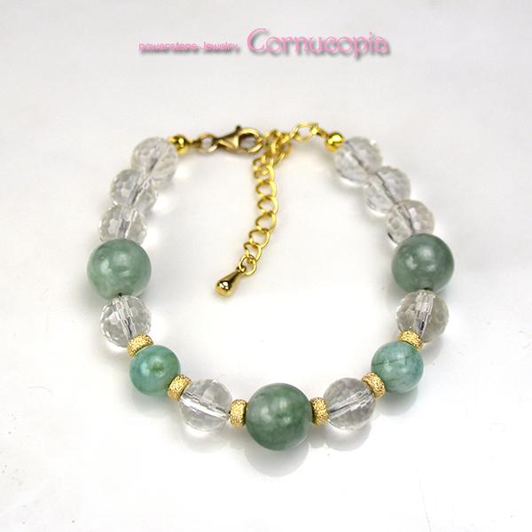 翡翠＆エメラルド＆水晶 レディースブレスレット　送料無料　翡翠　エメラルド　世界４大宝石　パワーストーン　天然石 ５月誕生石 |  | 01