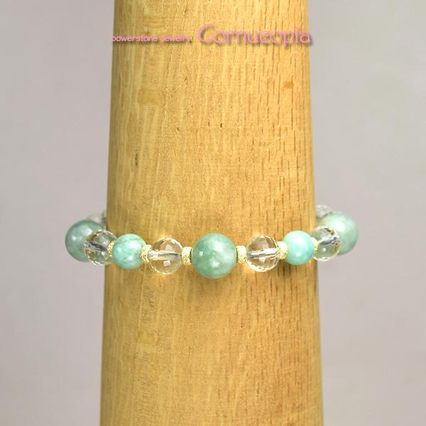 翡翠＆エメラルド＆水晶 レディースブレスレット　送料無料　翡翠　エメラルド　世界４大宝石　パワーストーン　天然石 ５月誕生石 |  | 02