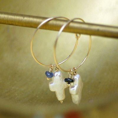 マリアゴールドリングピアス/サファイヤ＆パールパワーストーン　天然石 |  | 02