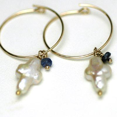 マリアゴールドリングピアス/サファイヤ＆パールパワーストーン　天然石 |  | 03