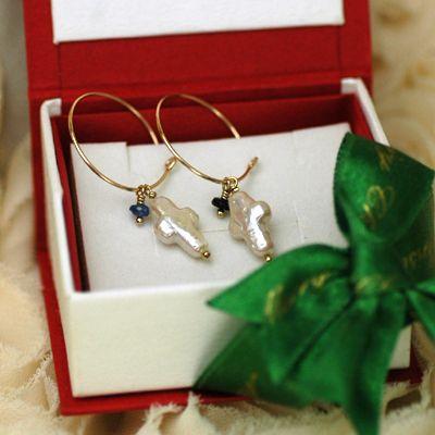 マリアゴールドリングピアス/サファイヤ＆パールパワーストーン　天然石 |  | 04