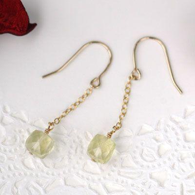 レモンクォーツキューブカットピアス/レモンクォーツパワーストーン　天然石 | 