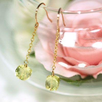 レモンクォーツキューブカットピアス/レモンクォーツパワーストーン　天然石 |  | 01