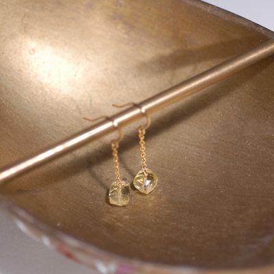 レモンクォーツキューブカットピアス/レモンクォーツパワーストーン　天然石 |  | 03