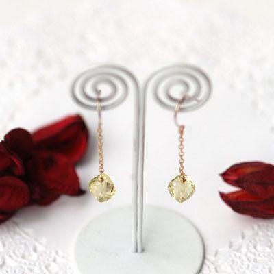 レモンクォーツキューブカットピアス/レモンクォーツパワーストーン　天然石 |  | 04