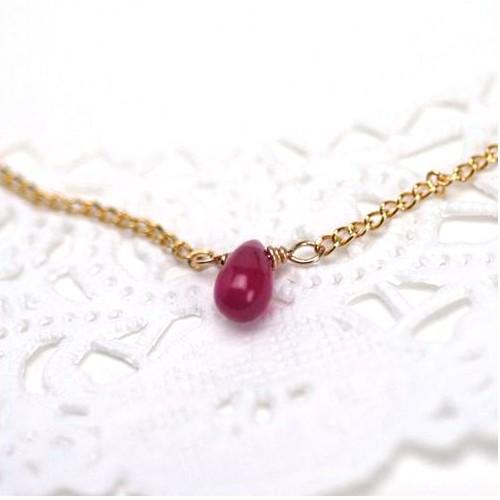 ミニペアシェープルビーネックレス/ルビーパワーストーン　天然石 | 