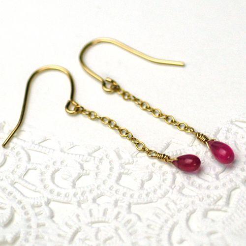 ミニペアシェープルビーピアス　/　ルビ−　パワーストーン　天然石 | 