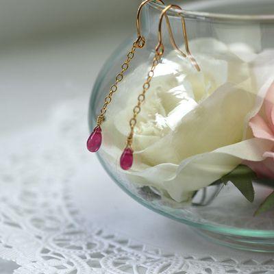 ミニペアシェープルビーピアス　/　ルビ−　パワーストーン　天然石 |  | 03