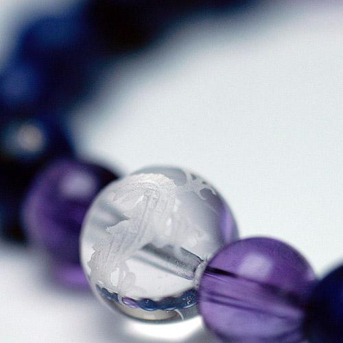 ラピスラズリ＆アメジスト＆龍彫り水晶　パワーストーン　メンズブレスレット　天然石　送料無料 |  | 04