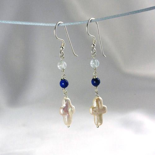 プリエブラオパワーストーンピアス/アクアマリン&ラピスラズリ＆パールパワーストーン　天然石 |  | 02