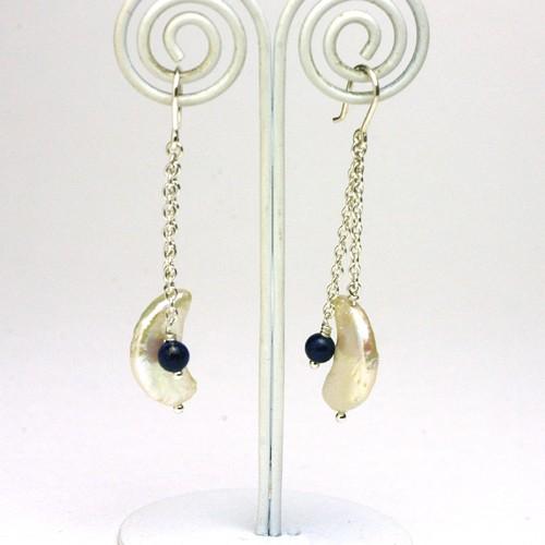 クレセントブラオパワーストーンピアス/ラピスラズリ　パール　パワーストーン　天然石 |  | 02