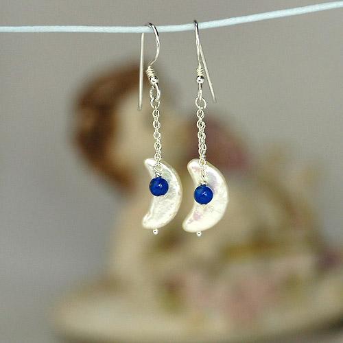 クレセントブラオパワーストーンピアス/ラピスラズリ　パール　パワーストーン　天然石 |  | 03