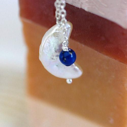 クレセントブラオパワーストーンピアス/ラピスラズリ　パール　パワーストーン　天然石 |  | 04