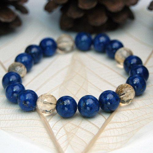 ラピスラズリ＆シトリン パワーストーン メンズブレスレット 天然石 送料無料 | 