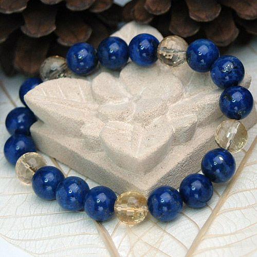 ラピスラズリ＆シトリン パワーストーン メンズブレスレット 天然石 送料無料 |  | 02