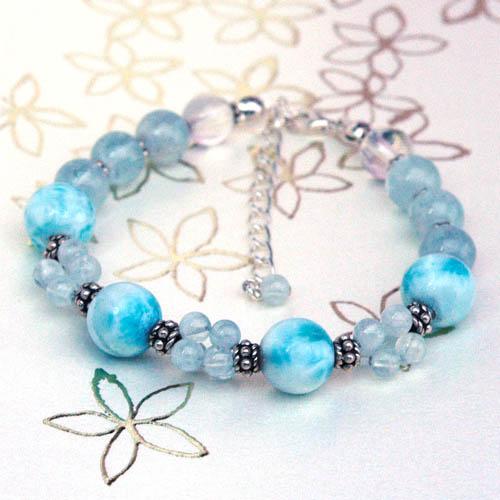 ラリマー＆アクアマリンaブレスレット　レディース　パワーストーン　天然石　送料無料 |  | 01