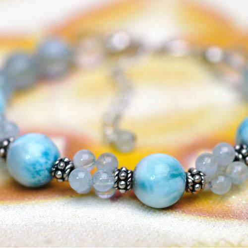 ラリマー＆アクアマリンaブレスレット　レディース　パワーストーン　天然石　送料無料 |  | 04