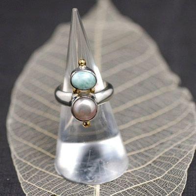 ラリマー＆パール・ウイザードパワーストーンリング4 | 