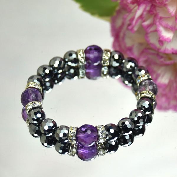 弥山(ミセン)テラヘルツブレスレットB　テラヘルツ丸玉８ｍｍ　アメジスト１０ｍｍ　パワーストーン　弥山テラヘルツ　聖地弥山　エネルギーチャージ　送料無料 | 