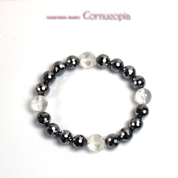 弥山(ミセン)テラヘルツ四神ブレスレットF　四神彫水晶１０ｍｍ　テラヘルツ８ｍｍ　レディース　パワーストーン　聖地弥山パワーチャージ　送料無料 |  | 01