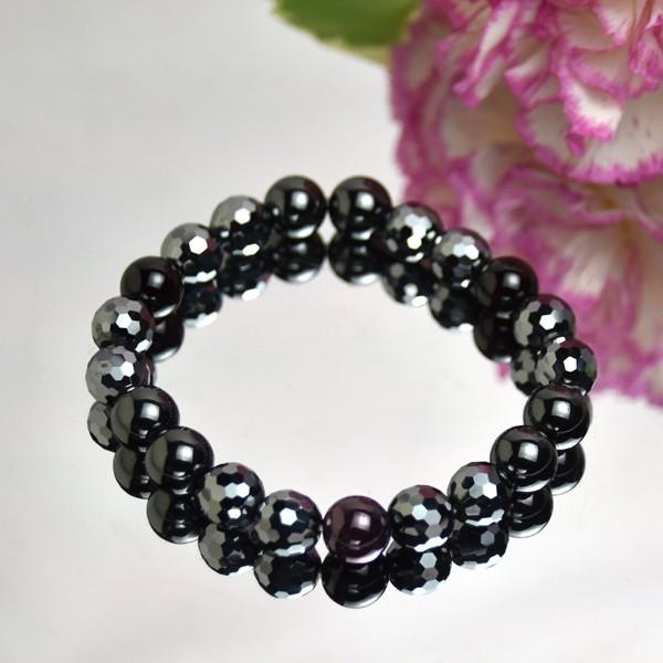 弥山(ミセン)テラヘルツブレスレットH　ガーネット・ヘマタイト・テラヘルツミラーカット８ｍｍ　健康　聖地弥山パワーチャージパワーストーン　送料無料 | 