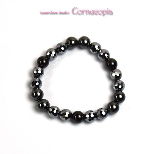 弥山(ミセン)テラヘルツブレスレットH　ガーネット・ヘマタイト・テラヘルツミラーカット８ｍｍ　健康　聖地弥山パワーチャージパワーストーン　送料無料 |  | 01