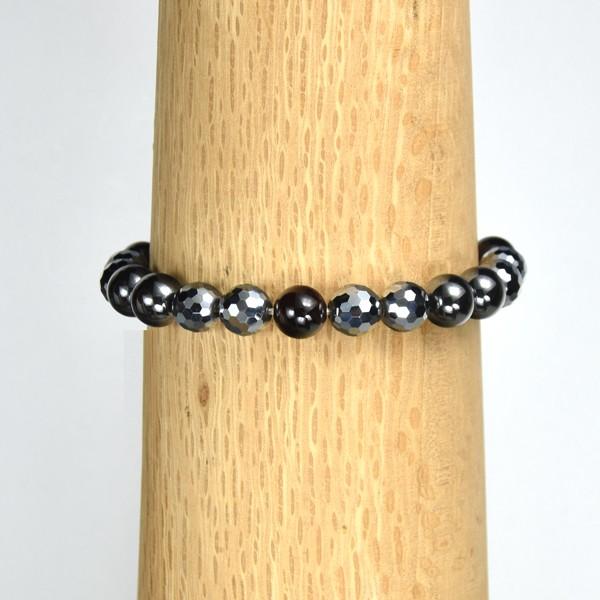 弥山(ミセン)テラヘルツブレスレットH　ガーネット・ヘマタイト・テラヘルツミラーカット８ｍｍ　健康　聖地弥山パワーチャージパワーストーン　送料無料 |  | 03