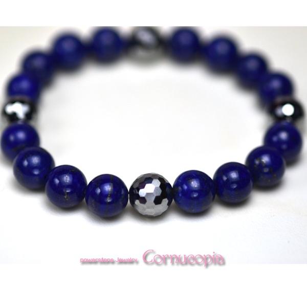 弥山(ミセン)テラヘルツブレスレットI　ラピスラズリ１０ｍｍ・テラヘルツミラーカット１０ｍｍ　　聖地弥山パワーチャージパワーストーン　送料無料 |  | 02