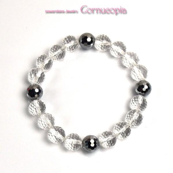 弥山(ミセン)テラヘルツブレスレットJ　水晶・テラヘルツ　ミラーカット１０ｍｍ　　聖地弥山パワーチャージパワーストーン　送料無料 |  | 01