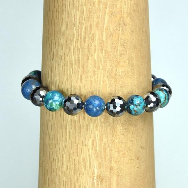 弥山(ミセン)テラヘルツブレスレットK　クリソコラ１０ｍｍ・テラヘルツミラーカット１０ｍｍ　　聖地弥山パワーチャージパワーストーン　送料無料 |  | 03