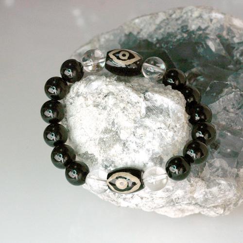 オニキス＆クォーツ　メンズブレスレット　パワーストーン　天然石　送料無料 |  | 02