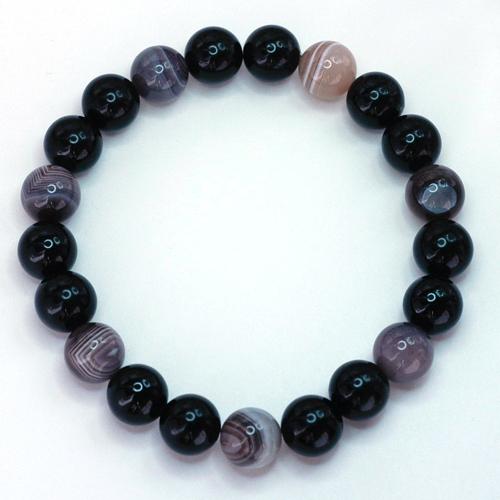 オニキス＆縞メノウ　メンズブレスレット　パワーストーン　天然石　送料無料 |  | 01