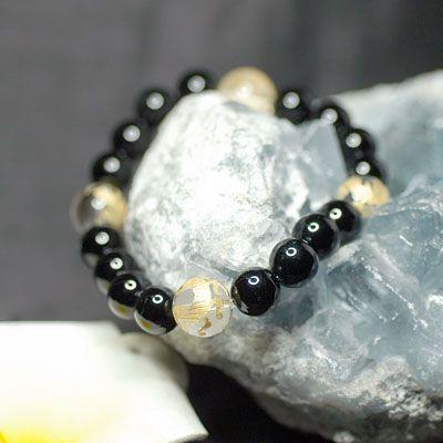 ミネルバパワーストーン　メンズブレスレット　/オニキス＆四神彫り水晶　天然石　送料無料 |  | 04