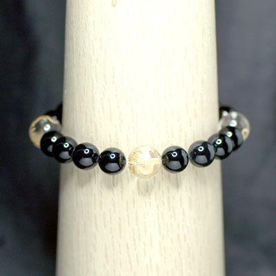 ミネルバパワーストーン　メンズブレスレット　/オニキス＆四神彫り水晶　天然石　送料無料 |  | 05