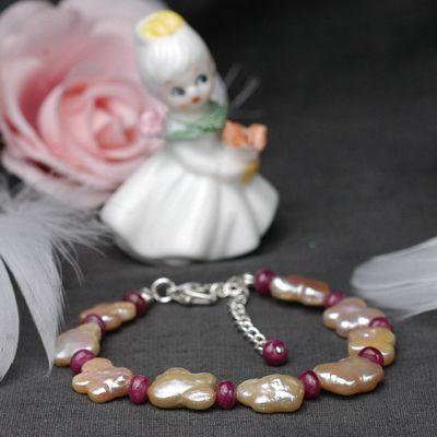 ルビー＆パール（真珠）パピヨンブレスレット　レディース　送料無料　パワーストーン天然石　恋愛運アップ　 |  | 02