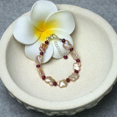 ルビー＆パール（真珠）パピヨンブレスレット　レディース　送料無料　パワーストーン天然石　恋愛運アップ　 |  | 03