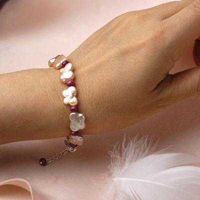 ルビー＆パール（真珠）パピヨンブレスレット　レディース　送料無料　パワーストーン天然石　恋愛運アップ　 |  | 05