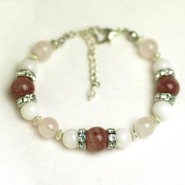 ピンクエピドート＆ピンクカルサイト＆ローズクォーツブレスレット　天然石　送料無料　パワーストーン　レディース |  | 03