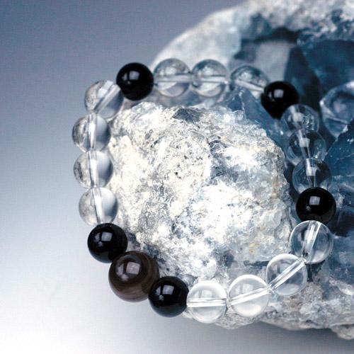 ガーディアンパワーストンメンズブレスレット　/縞メノウ＆オニキス＆クォーツ　天然石 |  | 02