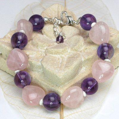パワーストーン　レディース　ブレスレット　ローズハートブレス　ローズクォーツ＆アメジスト　天然石　送料無料 |  | 02