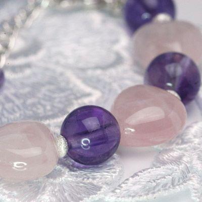 パワーストーン　レディース　ブレスレット　ローズハートブレス　ローズクォーツ＆アメジスト　天然石　送料無料 |  | 04
