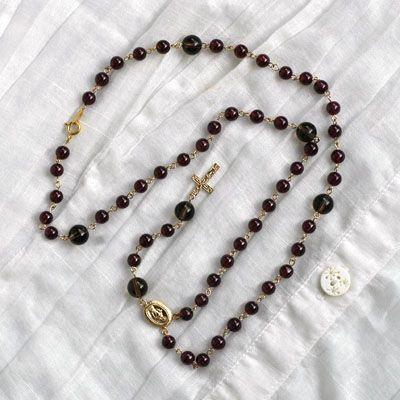 ガーネットロザリオネックレス/ガーネット&スモーキークォーツパワーストーン　天然石　送料無料 |  | 02