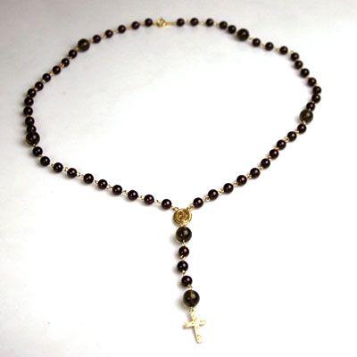 ガーネットロザリオネックレス/ガーネット&スモーキークォーツパワーストーン　天然石　送料無料 |  | 03