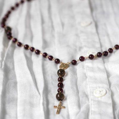 ガーネットロザリオネックレス/ガーネット&スモーキークォーツパワーストーン　天然石　送料無料 |  | 04