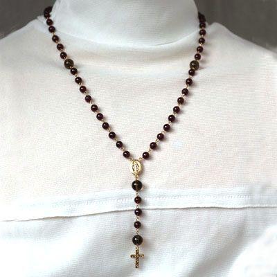 ガーネットロザリオネックレス/ガーネット&スモーキークォーツパワーストーン　天然石　送料無料 |  | 05