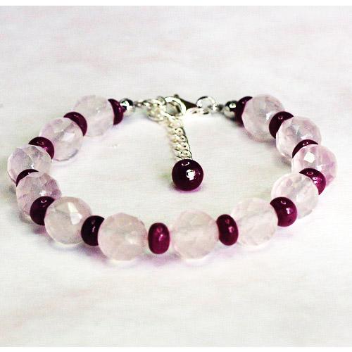 パワーストーン　レディース　ブレスレット　ネッサローズブレス　ローズクォーツ＆ルビー　天然石　送料無料 | 